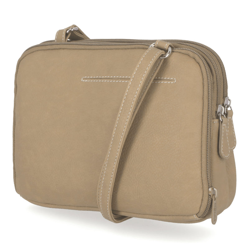 3-in-1 Multi-Sizes Detachable Zipper Closure Tan Leather Crossbody Bag