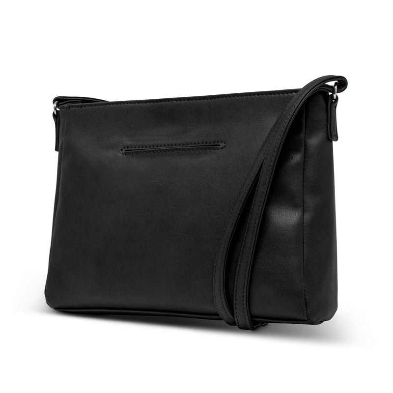Summerville East West Crossbody Bag - MultiSac Handbags - Women's Crossbody Bags - Multiple Pockets - Organizer Bags - Medium Crossbody Bag - Vegan Leather- Washable - Persimmon black