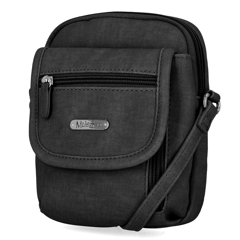 MultiSac Handbags - Women's Handbags - Organizer Bags - Vegan Leather Bags - Small Crossbody Bags - Micro Everest Crossbody Bag - Black