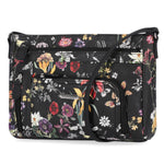 Summerville East West Crossbody Bag - MultiSac Handbags - Women's Crossbody Bags - Multiple Pockets - Organizer Bags - Medium Crossbody Bag - Vegan Leather - black vienna floral 