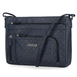 Navy blue patterned handbag with multiple pockets Multisac Handbag Geo Diamond 