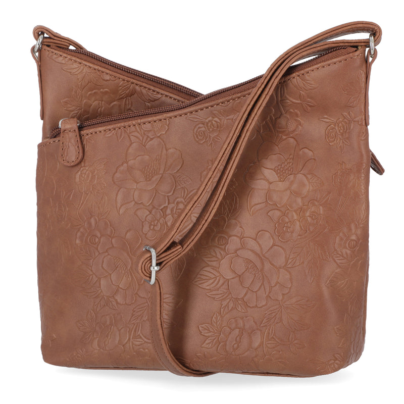 Vista Crossbody Bag - MultiSac Handbags - Women's Crossbody Bags - Multiple Pockets - Organizer Bags - Medium Crossbody Bag - Vegan Leather - Pecan