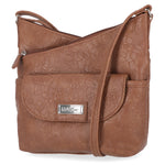 Vista Crossbody Bag - MultiSac Handbags - Women's Crossbody Bags - Multiple Pockets - Organizer Bags - Medium Crossbody Bag - Vegan Leather -  Pecan 