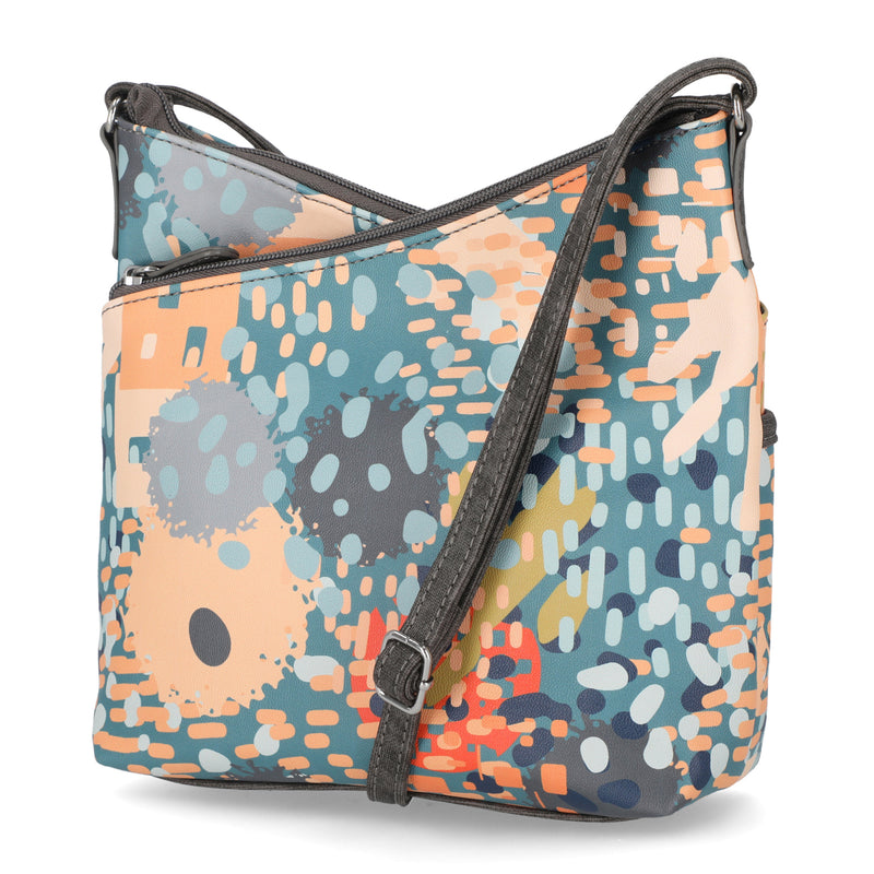 Vista Crossbody Bag - MultiSac Handbags - Women's Crossbody Bags - Multiple Pockets - Organizer Bags - Medium Crossbody Bag - Vegan Leather - New Wave Dot 