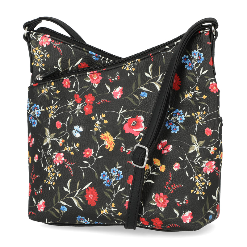 Vista Crossbody Bag - MultiSac Handbags - Women's Crossbody Bags - Multiple Pockets - Organizer Bags - Medium Crossbody Bag - Vegan Leather - Ambrosia Floral 