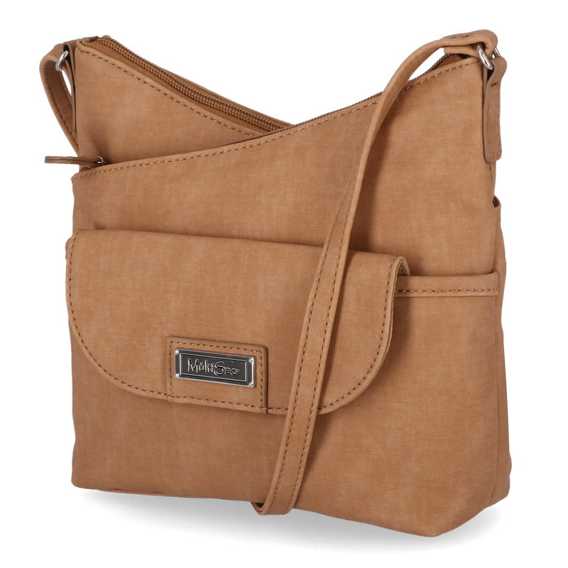 Vista Crossbody Bag - MultiSac Handbags - Women's Crossbody Bags - Multiple Pockets - Organizer Bags - Medium Crossbody Bag - Vegan Leather - Hazelnut