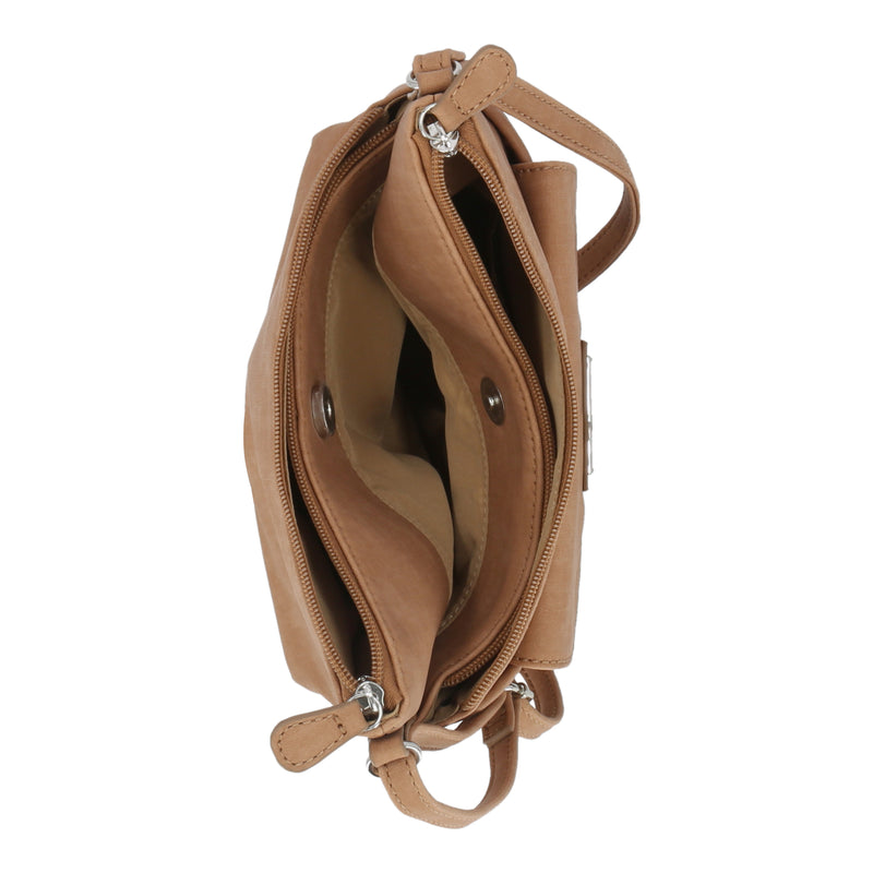 Vista Crossbody Bag - MultiSac Handbags - Women's Crossbody Bags - Multiple Pockets - Organizer Bags - Medium Crossbody Bag - Vegan Leather - Hazelnut