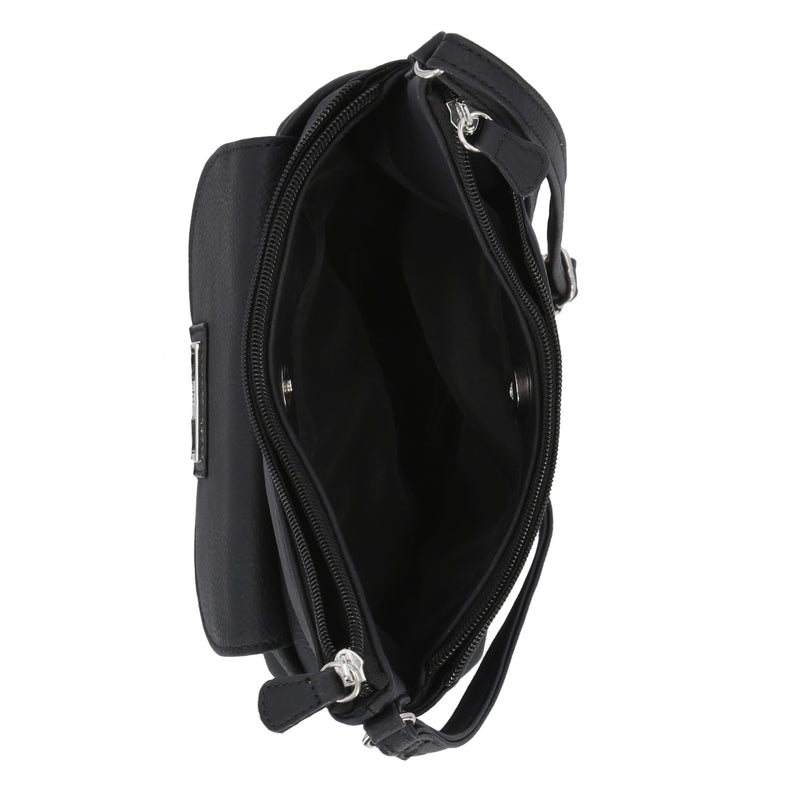 Vista Crossbody Bag - MultiSac Handbags - Women's Crossbody Bags - Multiple Pockets - Organizer Bags - Medium Crossbody Bag - Vegan Leather - Black Hunter