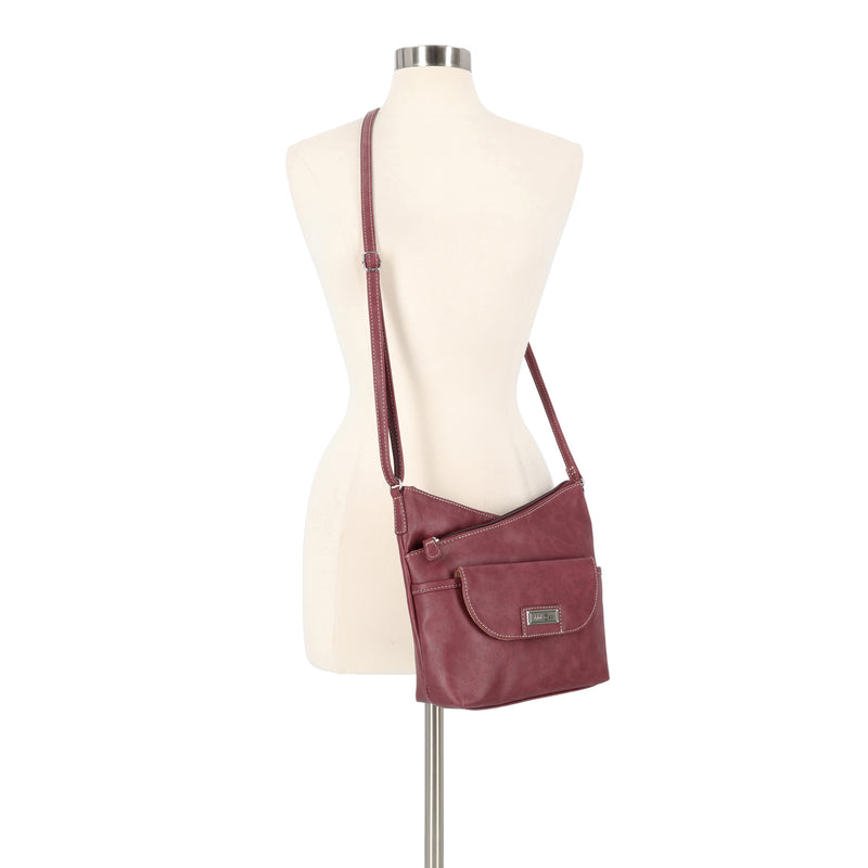 Vista Crossbody Bag - MultiSac Handbags - Women's Crossbody Bags - Multiple Pockets - Organizer Bags - Medium Crossbody Bag - Vegan Leather - Burgundy