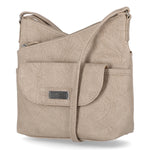 Vista Crossbody Bag - MultiSac Handbags - Women's Crossbody Bags - Multiple Pockets - Organizer Bags - Medium Crossbody Bag - Vegan Leather -  Sand Stitched Floral 