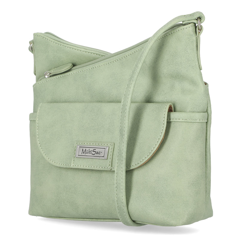 Vista Crossbody Bag - MultiSac Handbags - Women's Crossbody Bags - Multiple Pockets - Organizer Bags - Medium Crossbody Bag - Vegan Leather - Apple