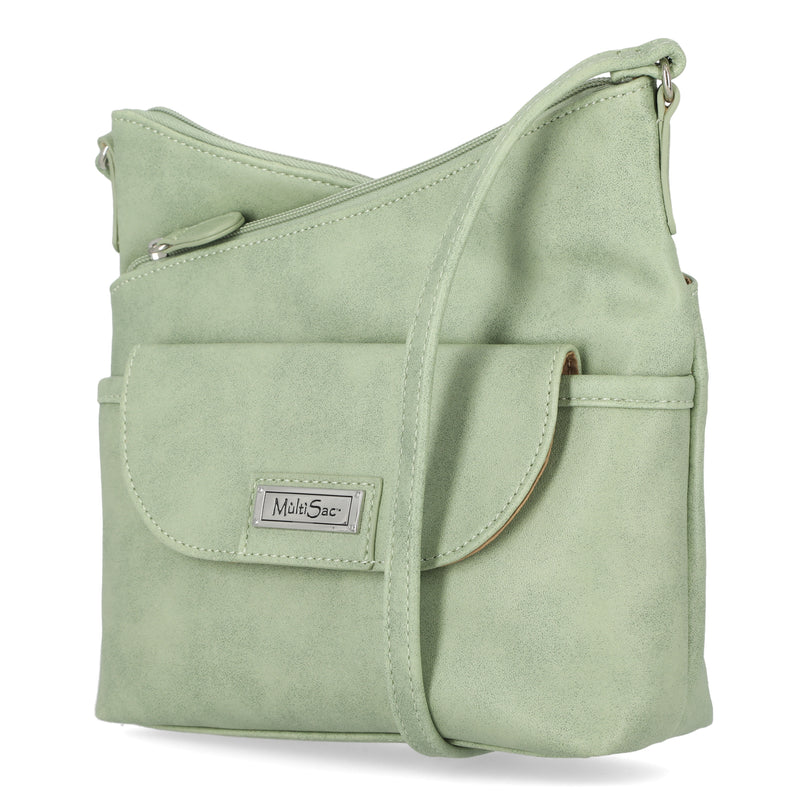 Vista Crossbody Bag - MultiSac Handbags - Women's Crossbody Bags - Multiple Pockets - Organizer Bags - Medium Crossbody Bag - Vegan Leather - Apple