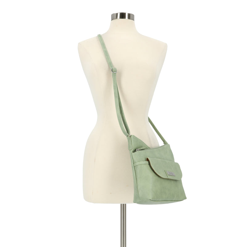 Vista Crossbody Bag - MultiSac Handbags - Women's Crossbody Bags - Multiple Pockets - Organizer Bags - Medium Crossbody Bag - Vegan Leather - Apple