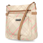 Easton Large Crossbody Bag - Women's Crossbody Bags - MultiSac Handbags - Organizer Bags - Multiple Pockets - Vegan Leather - Bexley Plaid Vanilla