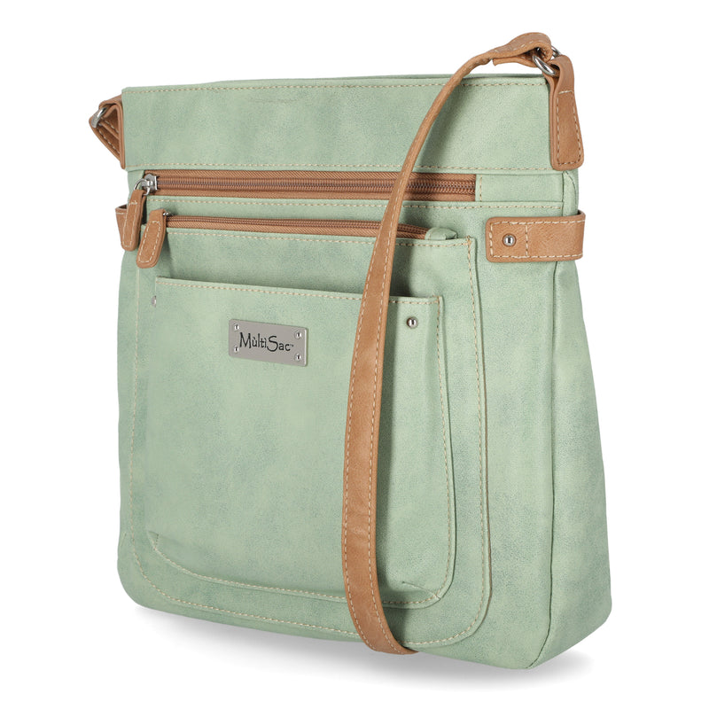 Easton Large Crossbody Bag - Women's Crossbody Bags - MultiSac Handbags - Organizer Bags - Multiple Pockets - Vegan Leather -  apple/hazelnut