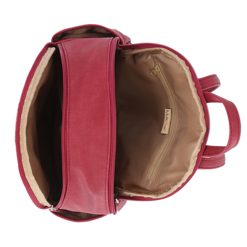 Adele Backpack - Women's Backpacks - MultiSac Handbags - Organizer Backpack - Garnet