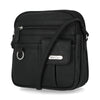 North South Zip Around Crossbody Bag - MultiSac Handbags - Women's Crossbody Bags - Multiple Pockets - Organizer Bags - Medium Crossbody Bag - Vegan Leather- Built in wallet with credit cart slots - Black - Washable Bags