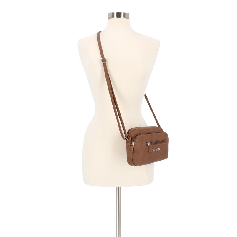 Mini Dynamic Crossbody Bag - Women's Crossbody Bags - MultiSac Handbags - Organizer Bags - Multiple Pockets - Cognac