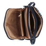 North South Zip Around Crossbody Bag - MultiSac Handbags - Women's Crossbody Bags - Multiple Pockets - Organizer Bags - Medium Crossbody Bag - Vegan Leather- Built in wallet with credit cart slots - pop raindrop - Washable Bags