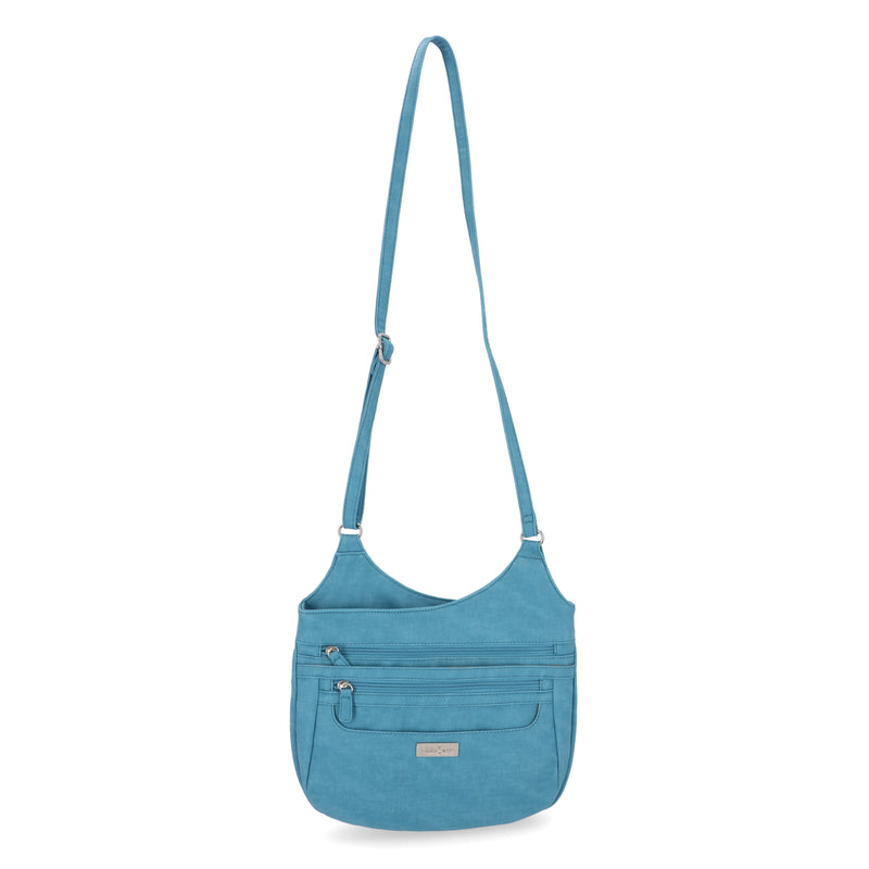 Large Hudson Crossbody Bag - Women's Crossbody Bags - Organizer Bags - Vegan Leather Bags -  Multiple Pockets and Compartments - Beach Glass Blue  Crossbody Bag