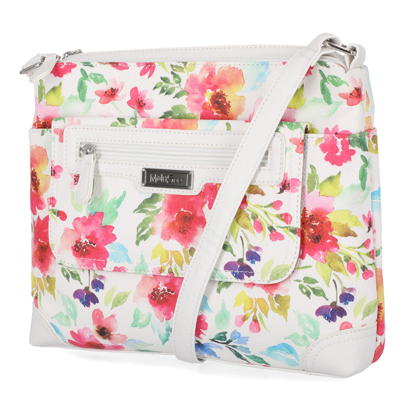 Large Laredo Crossbody Bag - Women's Crossbody Bags - Organizer Bags - Vegan Leather Bags - Multiple Pockets and Compartments - Calista Floral 