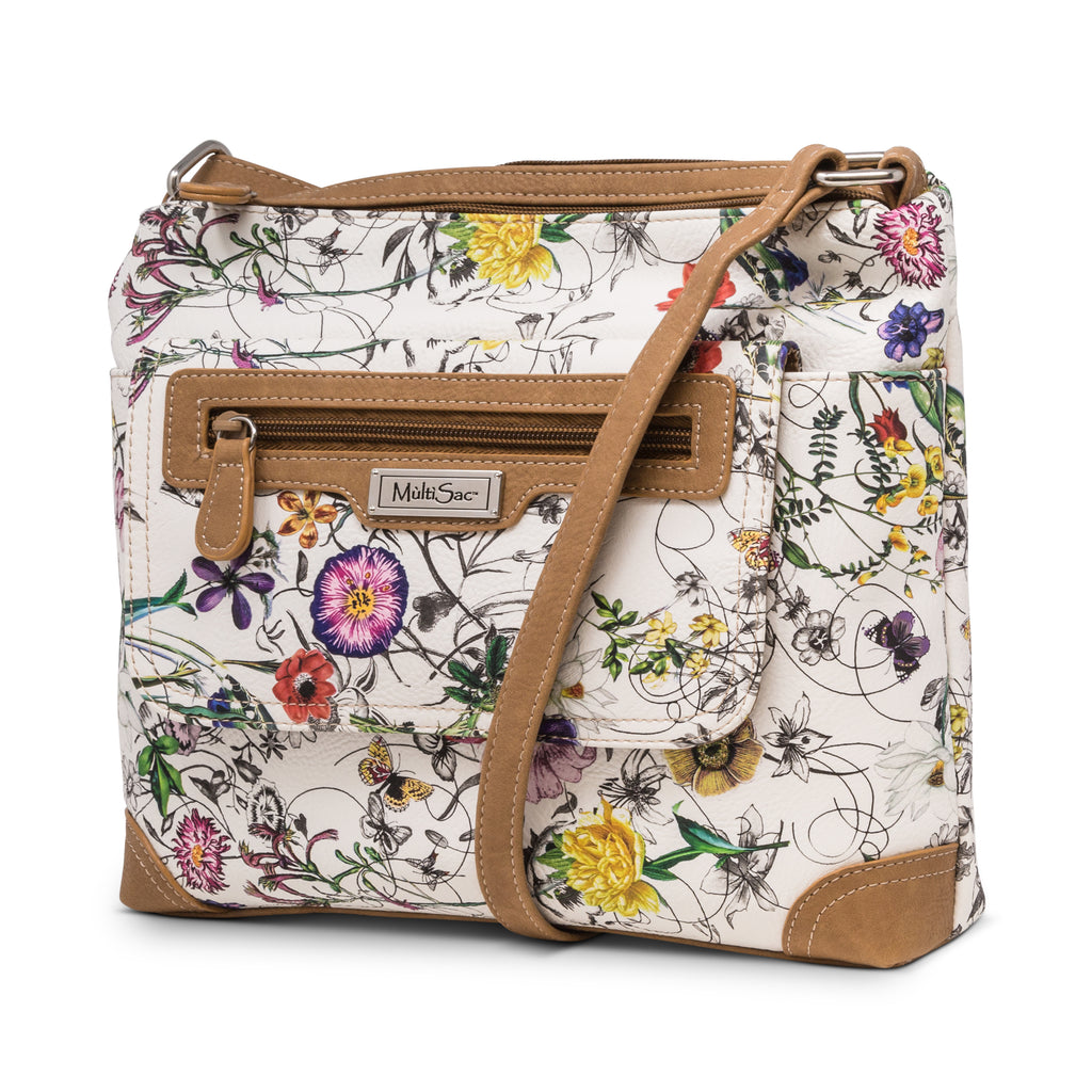 MultiSac Light Beige & Multicolor Floral Backpack Purse NEW - Body