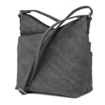 Vista Crossbody Bag - MultiSac Handbags - Women's Crossbody Bags - Multiple Pockets - Organizer Bags - Medium Crossbody Bag - Vegan Leather- Grey Charcoal Black