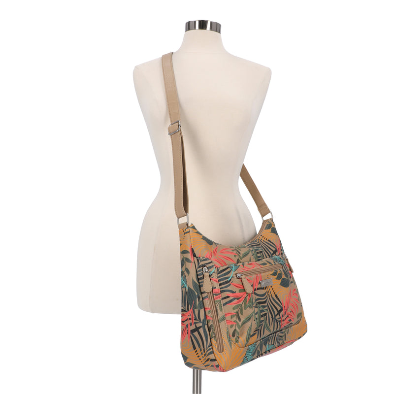 Riverside Hobo Bag - Women's Shoulder Bags - Organizer Bags - Hobo Bags - Baby Bags - Diaper Bags - Multiple Pockets and Compartments - Tropicana Floral