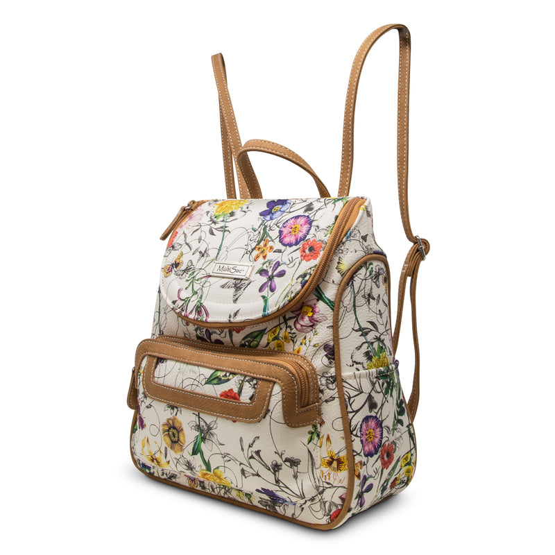 MultiSac womens Major Backpack, Pecan Flowers, One Size US