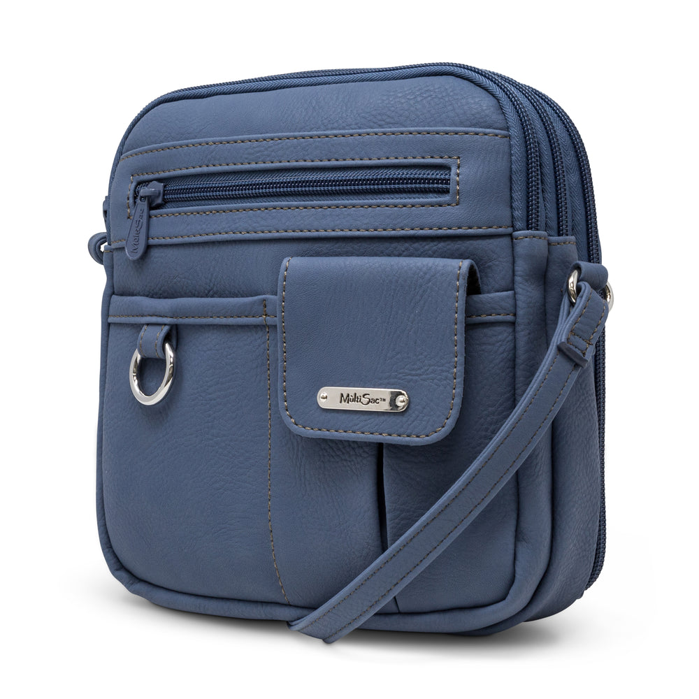MultiSac Zippy Triple Compartment Crossbody Bag, Black: Handbags