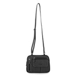 Zippy Triple Compartment Crossbody Bag - MultiSac Handbags - Women's Crossbody Bags - Multiple Pockets - Organizer Bags - Medium Crossbody Bag - Vegan Leather- Built in wallet with credit cart slots - Black - Washable Bags