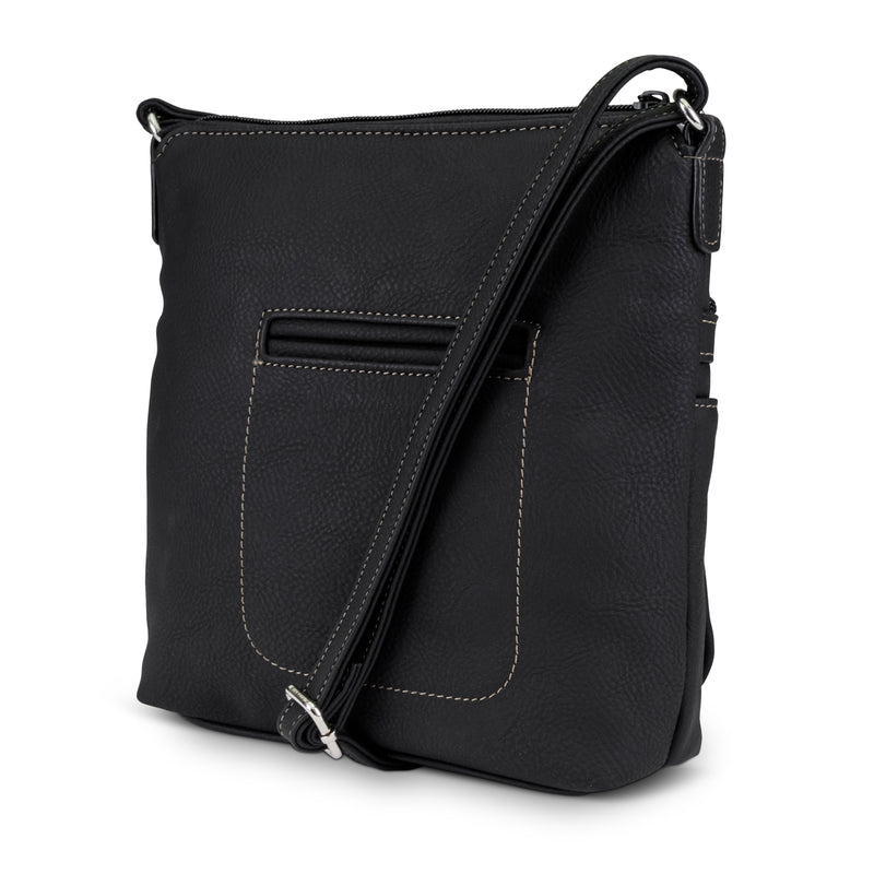 Flare Crossbody Bag - Women's Medium Crossbody Bags - MultiSac Handbags - Organizer Bags - Multiple Pockets - washable - Black
