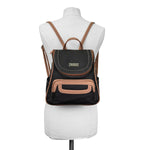 Major Backpack - Women's Backpacks - Organizer Backpacks - Vegan Leather Backpacks -  Multiple Pockets and Compartments - washable - Black / Cognac Backpack